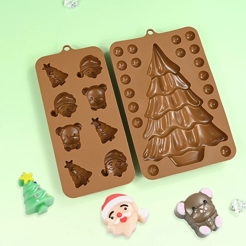 Sweety Baking Tools Christmas Tree Bear Santa Claus Design Chocolate Molds Silicone Candy Moulds Dessert Bakeware