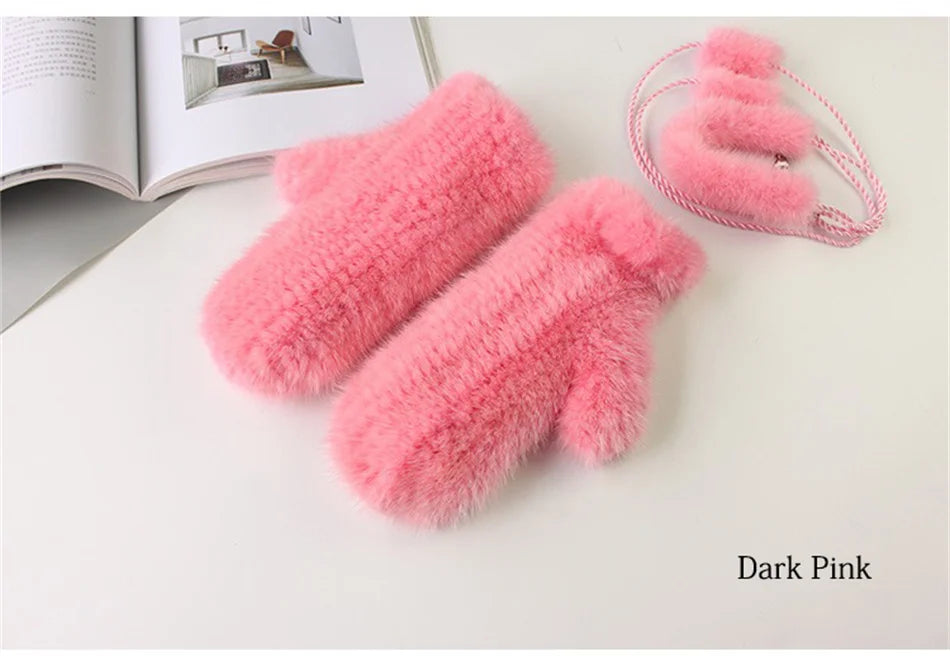 High Quality Warm And Comfortable Fur Gloves Women's Premium Mink Fur Mittens Outdoor Warm Woven Halter Gloves