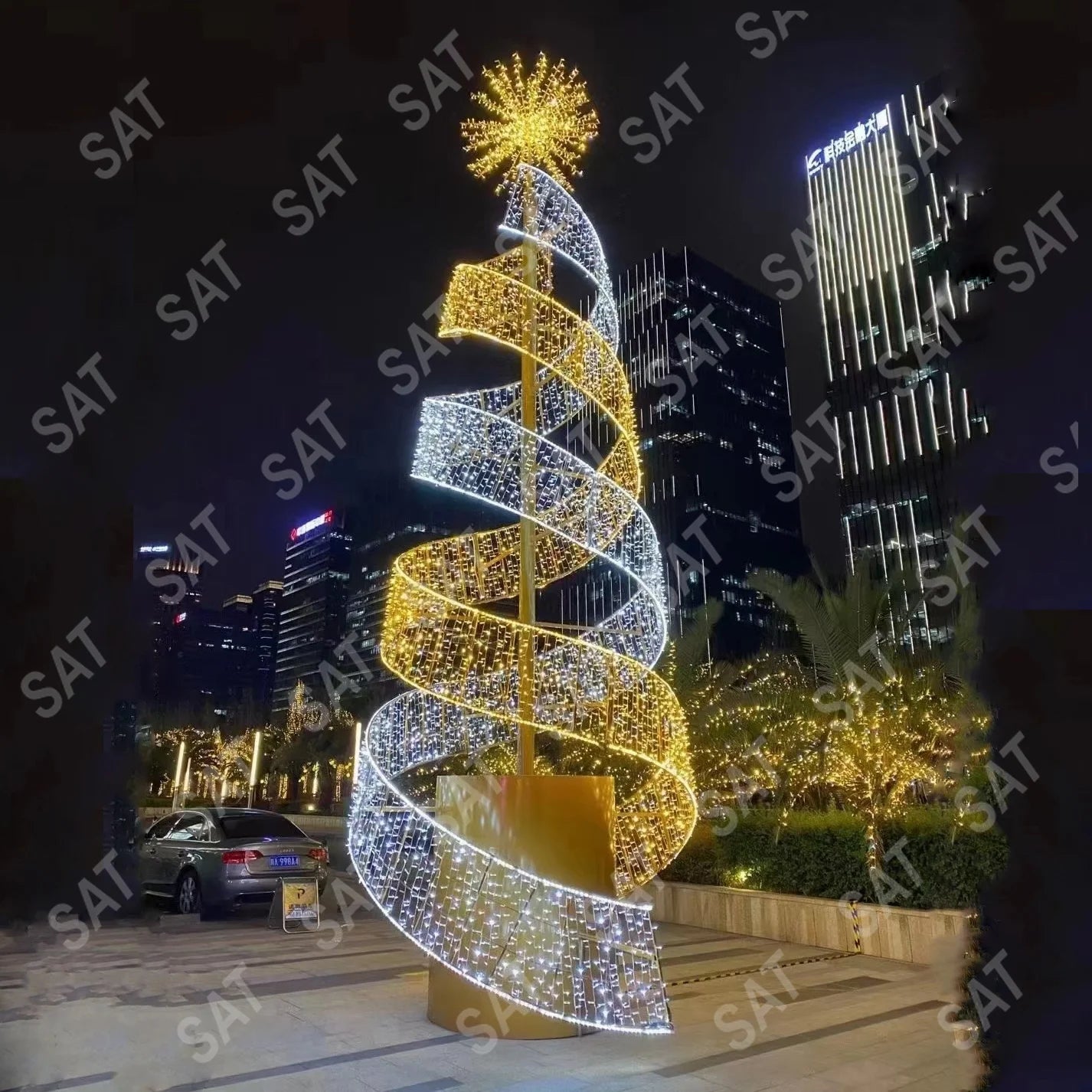 Custom Giant commercial outdoor street Christmas tree decoration led motif light