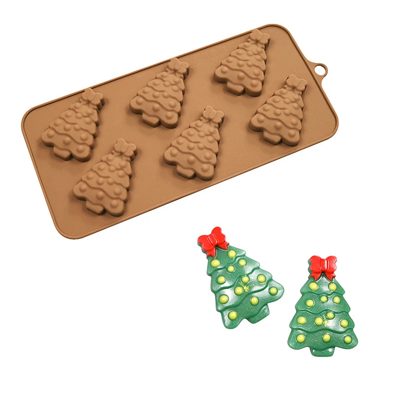 Sweety Baking Tools Christmas Tree Bear Santa Claus Design Chocolate Molds Silicone Candy Moulds Dessert Bakeware