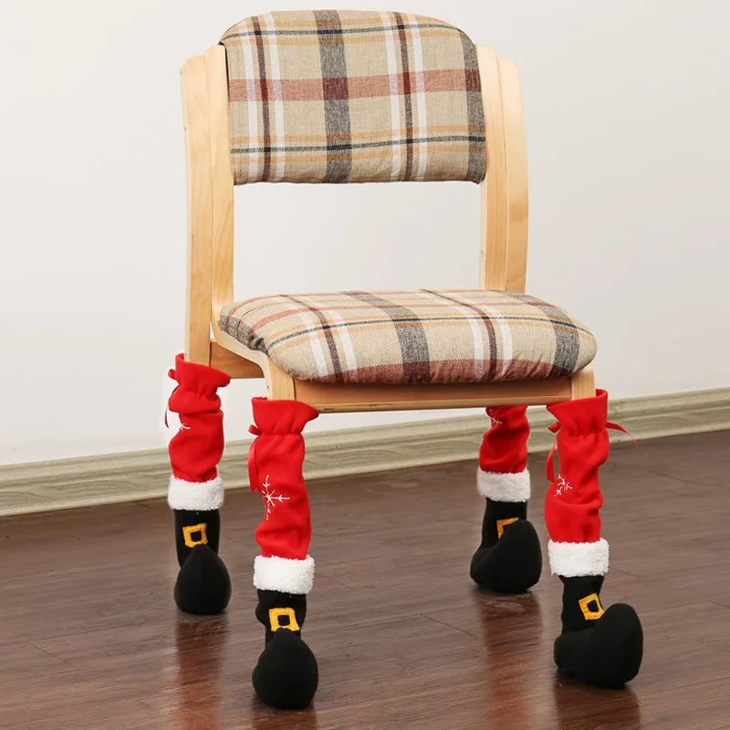 New Funny Christmas Chair Foot Cover Christmas Home Decorating Supplies Stool Table Foot Cover Decorative Props