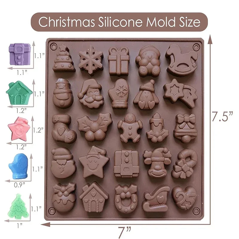 Christmas Chocolate Mold Silicone Xmas Tree Santa Snowflake Shape Candy Jelly Making Mould Ice Cube Tray Kitchen Baking Tools