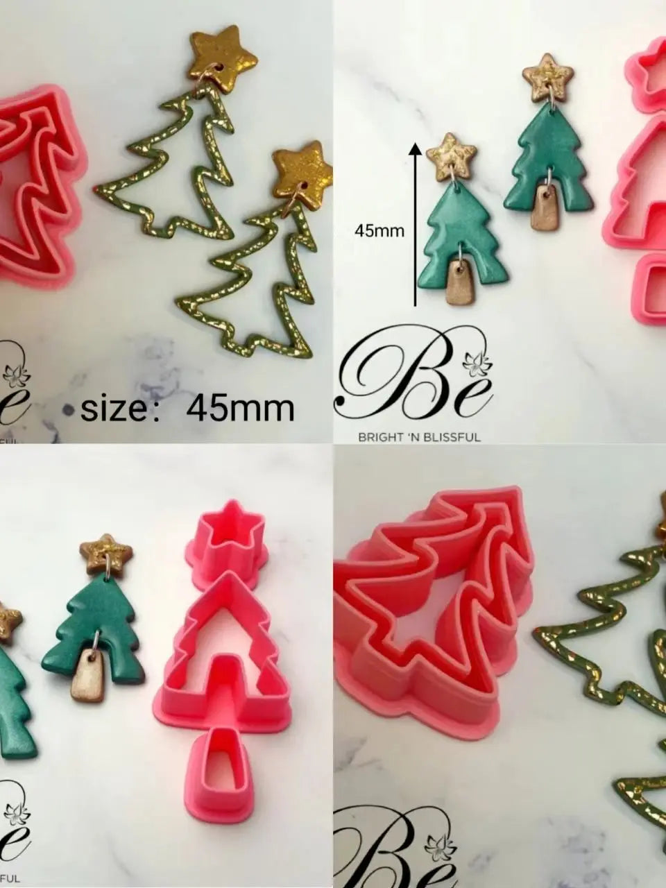 Clay Cutter Shape Christmas Tree Set 3 parts | Unique Shape | Polymer Clay Earring Cutters | UK | Clay Tools | Earring Cutters