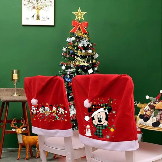 Minnie Mickey Mouse Christmas Chair Covers Decorations 2025 New Year Dinner Party Home Decor Xmas Cartoon Anime Graphic Print