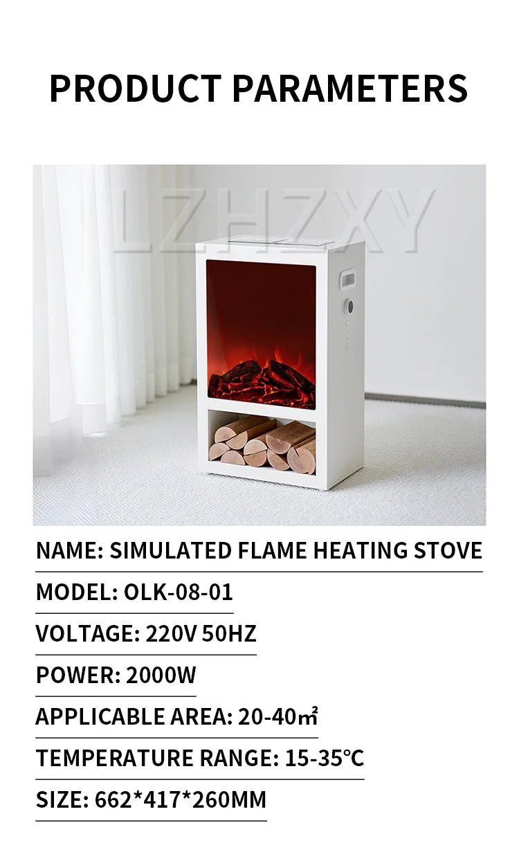 Electric Heater, Household Energy-saving Simulated Flame Electric Heater, Office Fireplace Heating, 20-40㎡ Indoor Heating