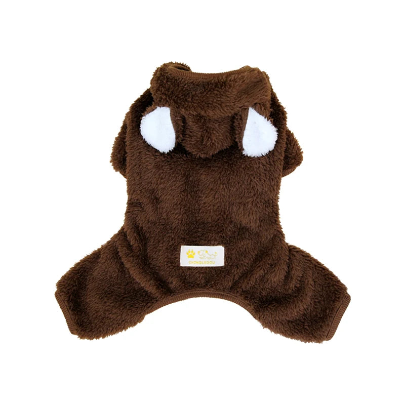 Kawaii Bear Molding Dog Jumpsuit Winter Warm Dog Clothes for Small Dogs Fleece Pet Pajamas Chihuahua Costume Yorkie Puppy Coat