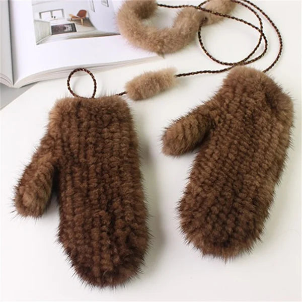 High Quality Warm And Comfortable Fur Gloves Women's Premium Mink Fur Mittens Outdoor Warm Woven Halter Gloves