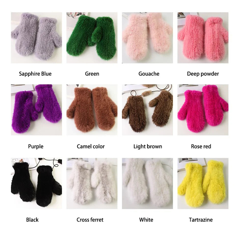 High Quality Warm And Comfortable Fur Gloves Women's Premium Mink Fur Mittens Outdoor Warm Woven Halter Gloves