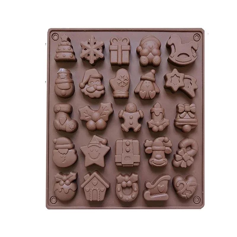 Christmas Chocolate Mold Silicone Xmas Tree Santa Snowflake Shape Candy Jelly Making Mould Ice Cube Tray Kitchen Baking Tools